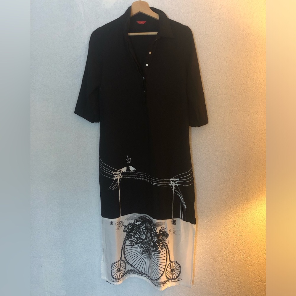 W for Women Full-Length Kurta with bicycle print